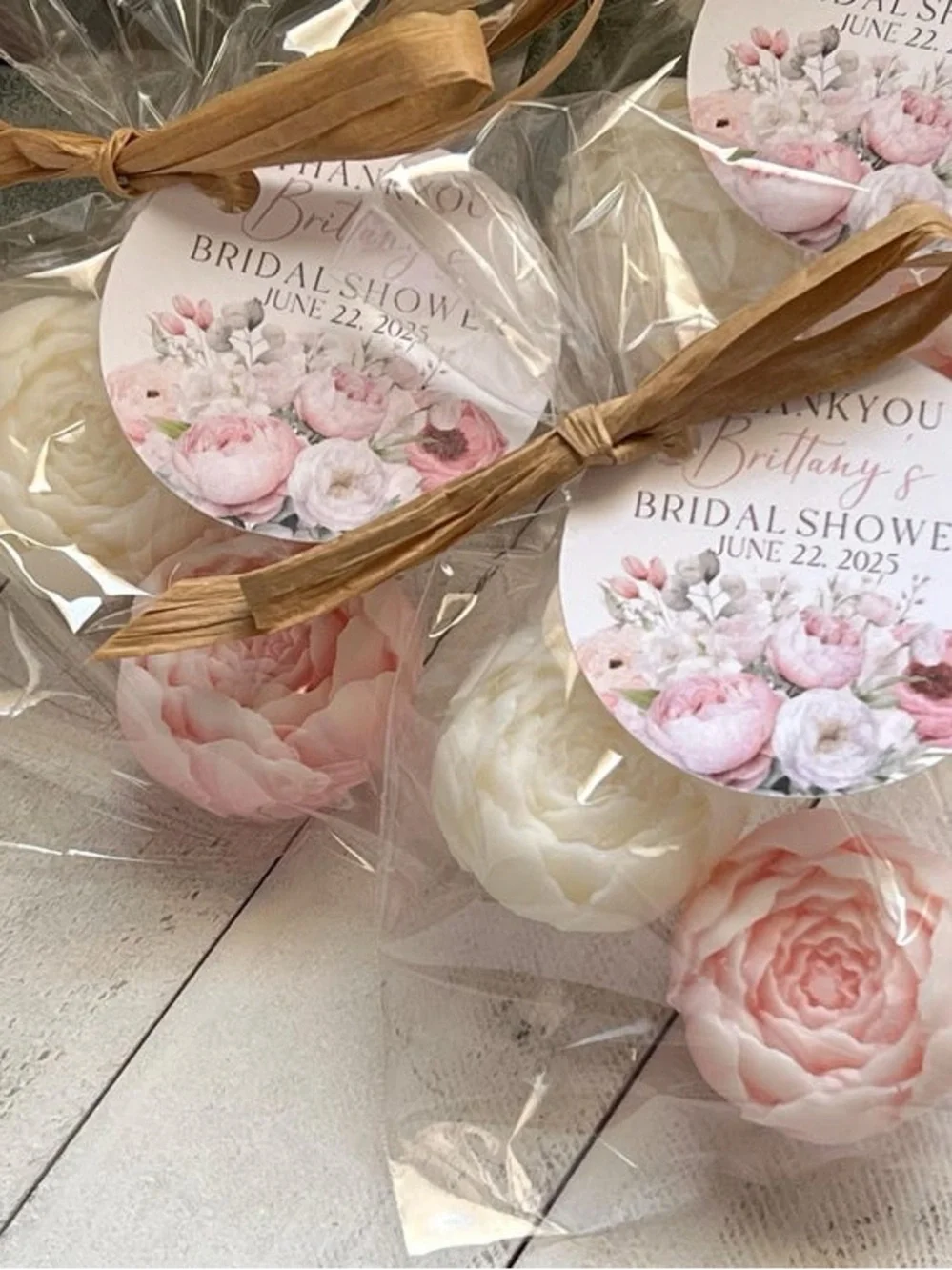 Mini peony Soap Favors in Pink and Cream.   22 sets.